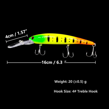1 τεμ 16,5 cm 21g 6# Hook Deep Diving Large Minnow Wobbler Lure Artificial Hard Bait Crankbait Bass Pike Walleye Perch Εργαλεία ψαρέματος
