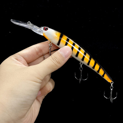 1 gab 16.5cm 21g 6# Hook Deep Diving Large Minnow Wobbler Lure mākslīgā cietā ēsma Crankbait Bass Pike Walleye asari zvejas rīki