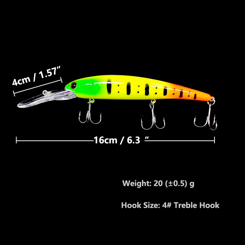 1 buc 16,5 cm 21 g 6 # cârlig de scufundare adâncă nalucă mare Minnow Wobbler momeală tare Crankbait Bass Stiuca walleye biban Echipament de pescuit