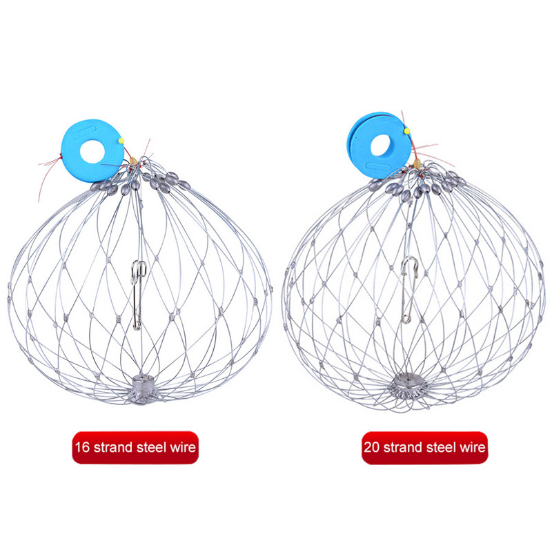 Pește Crab Network Sârmă de închidere automată deschisă Pește Crab Cușcă Sârmă de oțel Accesorii pliabile pentru pescuit în aer liber