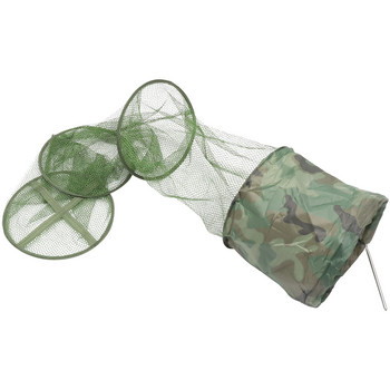 Кръгла мрежеста клетка за раци и скариди, сгъваема мрежа за кацане на риба, чанта за раци с шнур (найлонова)