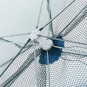 2-12 τρύπες Ενισχυμένο αυτόματο δίχτυ ψαρέματος Κλουβί γαρίδας με πτυσσόμενο νάιλον σχήμα ομπρέλας Κάβουρα ψαροπαγίδα Χυτό δίχτυ Πτυσσόμενο δίχτυ
