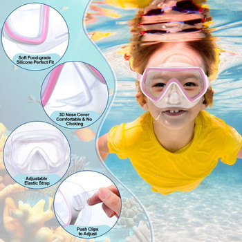 Детски очила за плуване с PVC каишка с капак за носа, против замъгляване, шнорхел, плувни очила, анти-теч, компютърна стъклена детска маска за гмуркане за младежи