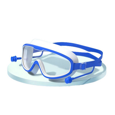 Suure raamiga laste ujumisprillid Silikoonist Uduvastased ujumisprillid Kõrvatroppidega Lai nägemus Lekkivate täiskasvanute ujumisprillid