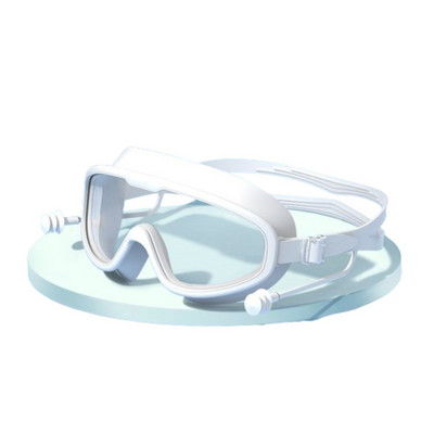 Suure raamiga laste ujumisprillid Silikoonist Uduvastased ujumisprillid Kõrvatroppidega Lai nägemus Lekkivate täiskasvanute ujumisprillid