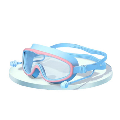Suure raamiga laste ujumisprillid Silikoonist Uduvastased ujumisprillid Kõrvatroppidega Lai nägemus Lekkivate täiskasvanute ujumisprillid