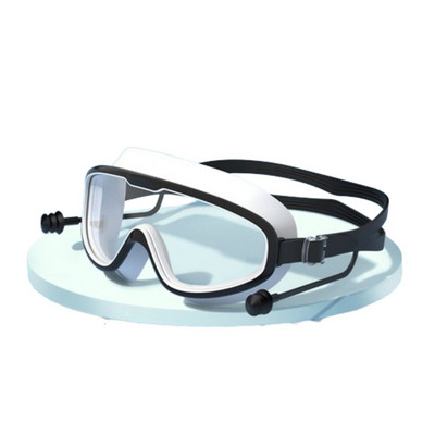 Suure raamiga laste ujumisprillid Silikoonist Uduvastased ujumisprillid Kõrvatroppidega Lai nägemus Lekkivate täiskasvanute ujumisprillid