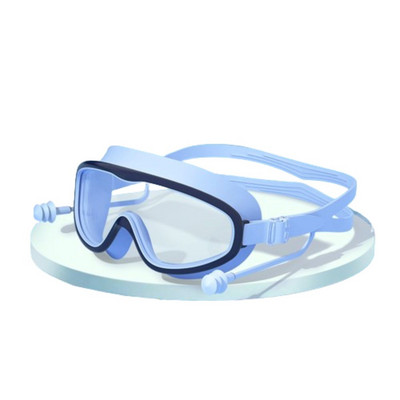 Suure raamiga laste ujumisprillid Silikoonist Uduvastased ujumisprillid Kõrvatroppidega Lai nägemus Lekkivate täiskasvanute ujumisprillid