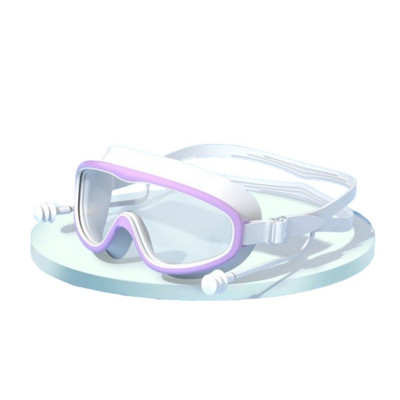 Suure raamiga laste ujumisprillid Silikoonist Uduvastased ujumisprillid Kõrvatroppidega Lai nägemus Lekkivate täiskasvanute ujumisprillid