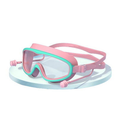 Suure raamiga laste ujumisprillid Silikoonist Uduvastased ujumisprillid Kõrvatroppidega Lai nägemus Lekkivate täiskasvanute ujumisprillid