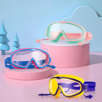 Очила за плуване против замъгляване Младежки очила за плуване с тапа за уши против изтичане против замъгляване UV защита за момчета момичета 3-15 години за деца