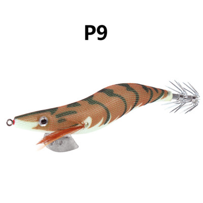 1 κομμάτι φωτεινό ξύλινο δόλωμα γαρίδας, εξοπλισμένο με γάντζο για καλαμάρι, θαλασσινό νερό και τεχνητό δόλωμα γαρίδας γλυκού νερού