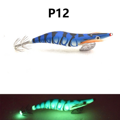 1 κομμάτι φωτεινό ξύλινο δόλωμα γαρίδας, εξοπλισμένο με γάντζο για καλαμάρι, θαλασσινό νερό και τεχνητό δόλωμα γαρίδας γλυκού νερού