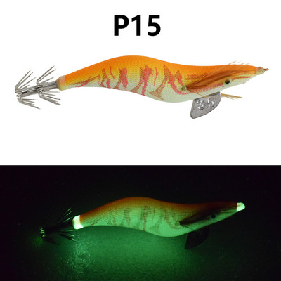 1 κομμάτι φωτεινό ξύλινο δόλωμα γαρίδας, εξοπλισμένο με γάντζο για καλαμάρι, θαλασσινό νερό και τεχνητό δόλωμα γαρίδας γλυκού νερού