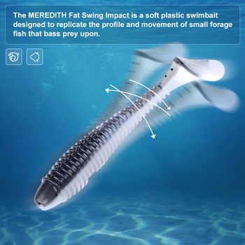 MEREDITH Swing Impact FAT Риболовни примамки 75 mm 85 mm 180 mm Paddle Tail Lures Воблер Риболовна мека примамка за бас Силиконова стръв