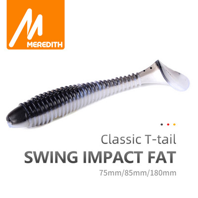 Naluci de pescuit MEREDITH Swing Impact FAT 75mm 85mm 180mm Naluci cu coadă cu palete Naluci moale de pescuit Wobbler pentru momeală din silicon de bas