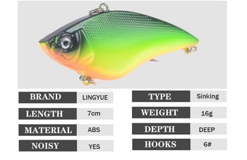 1 ΤΕΜ. Σκληρό VIB Fishing Lure 7cm 16g Πλαστικό Τεχνητό Δόλωμα Πρίμα Άγκιστρα Peche Bass Pike Trolling Pesca Είδη ψαρέματος