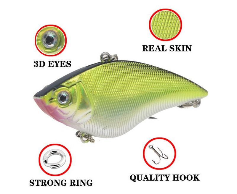 1 tk kõva VIB püügilant 7cm 16g plastist kunstsööt Treble konksud Peche Bass haugi trolling Pesca kalastustarbed
