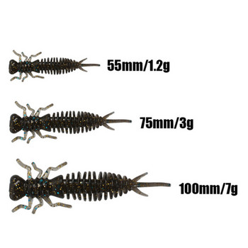 5 τμχ/παρτίδα Ποιότητα Larva Soft Lures 55mm 75mm 100mm Τεχνητή σιλικόνη μαλακό δόλωμα σκουλήκι Ψάρεμα Wobblers Bass Carp Swimbaits