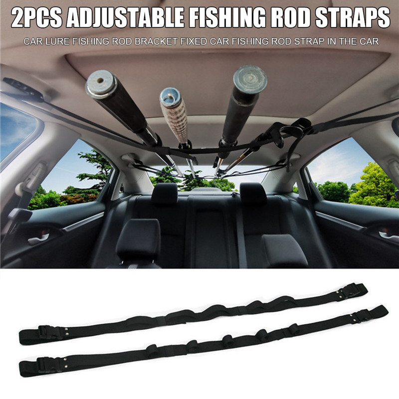 2 vnt transporto priemonės meškerės stovo koto laikiklis Reguliuojami dirželiai stogo bagažinės laikiklis 차량 낚시대 거치대 Support Canne à Pêche Palo Supporto