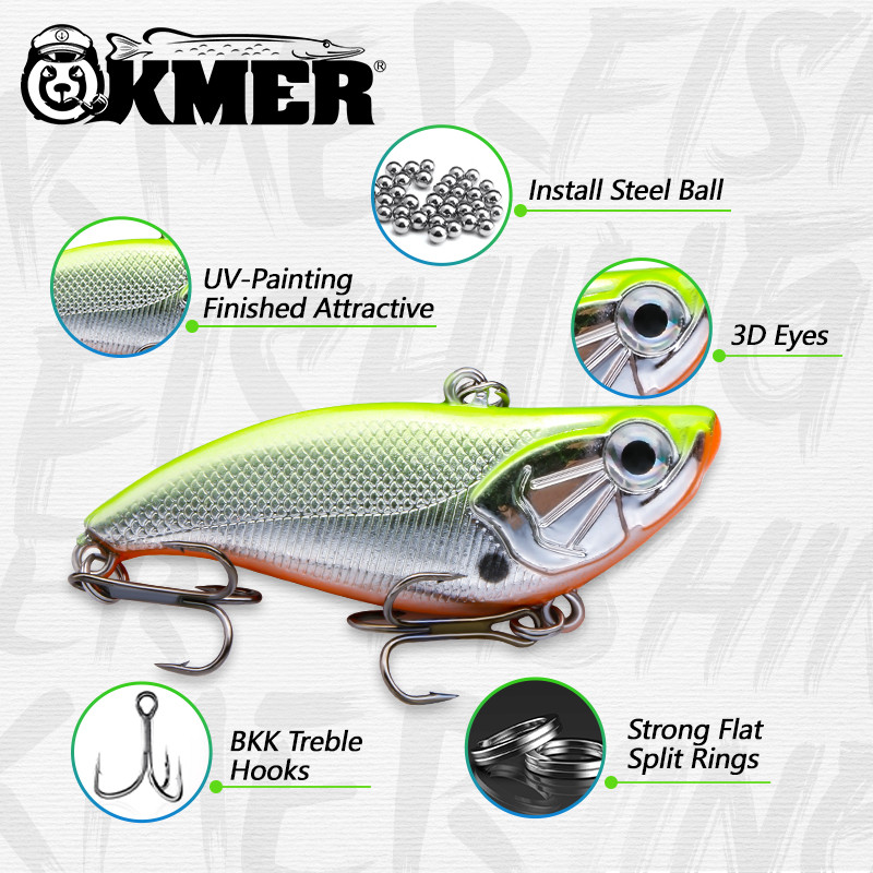 KMER 5,5cm 14g VIB Balancer Winter Bait All for Fishing Lures Wobbler Hooks for Pike Walleye Bass Equipment Accessories Tackle
