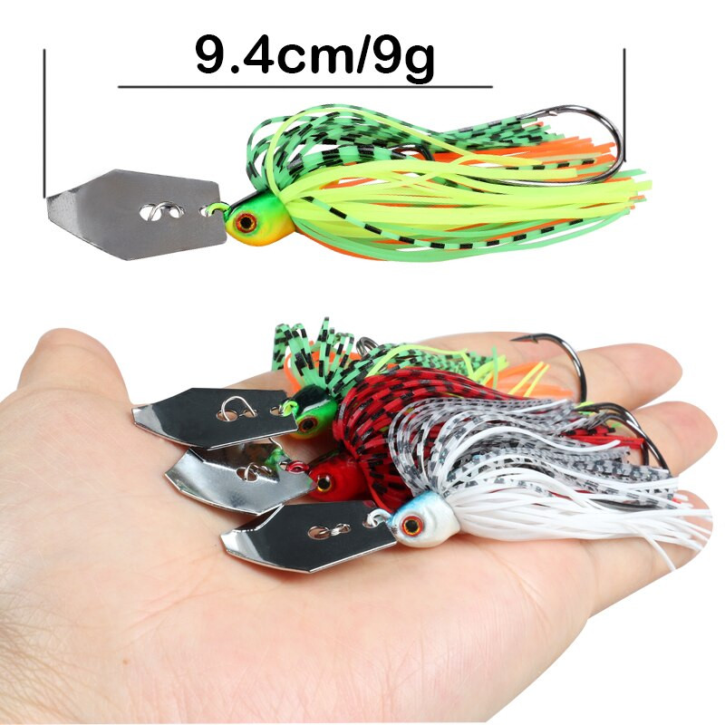 Naluci de pescuit 3 buc 94 mm 9 g Momeală metalică cu lamă cu fustă de cauciuc Wobbler artificial Buzzbait Jigging Momeală Spinner