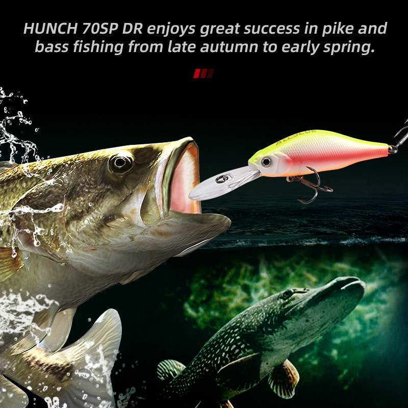 ALLBLUE HUNCH 70SP DR Nalucă de pescuit profesională 70mm 10g Suspend Wobbler Minnow Adâncime 1,5-2m Bass Stiuca Momeală artificială