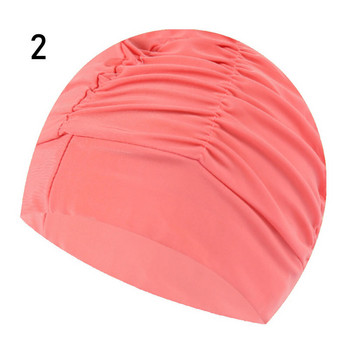 1PC Високоеластична шапка за плуване Мъже Жени Свободен размер Едноцветни щампи с дълга коса Спортна шапка за басейн Найлонов тюрбан