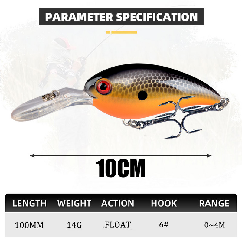 1 buc. Nalucă de pescuit cu manivela momeli artificiale dure 10 cm/15 g Crankbait Jerkbait Wobbler Aparatură de pescuit Bună cârlige înalte
