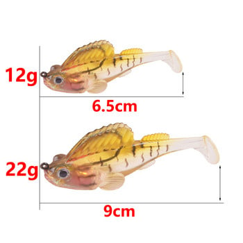 1 τεμ Μαλακό δόλωμα σιλικόνης Wobblers 12g 22g Jig Lead Hooks Dark Sleeper Fishing Lure Artificial Tail Swimbaits for Pike Bass Trout