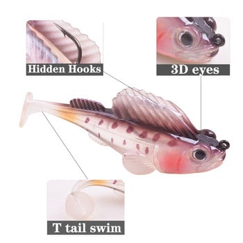 1 τεμ Μαλακό δόλωμα σιλικόνης Wobblers 12g 22g Jig Lead Hooks Dark Sleeper Fishing Lure Artificial Tail Swimbaits for Pike Bass Trout