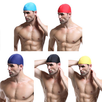 Шапки за плуване със свободен размер за мъже, жени Еластична найлонова защита за уши Шапка за басейн с дълга коса Ултратънки шапки за баня