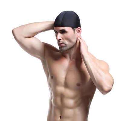 Șepci de înot dimensiuni libere pentru bărbați, femei, nailon elastic, protecție urechi, păr lung, pălărie de piscină, șepci de baie ultrasubțiri