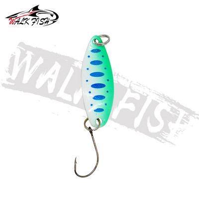 WALK FISH 3,4 cm 3,5 g fém pergető kanalas pisztráng horgász csali kemény csali flitterek zaj Paillette mesterséges csali flitterek