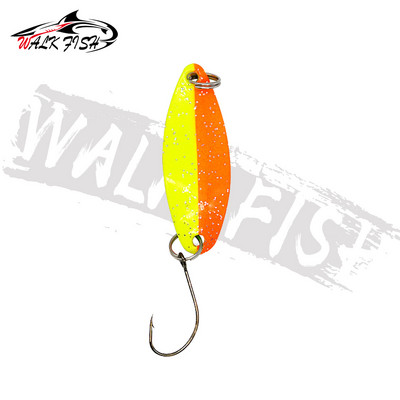 WALK FISH 3,4 cm 3,5 g fém pergető kanalas pisztráng horgász csali kemény csali flitterek zaj Paillette mesterséges csali flitterek