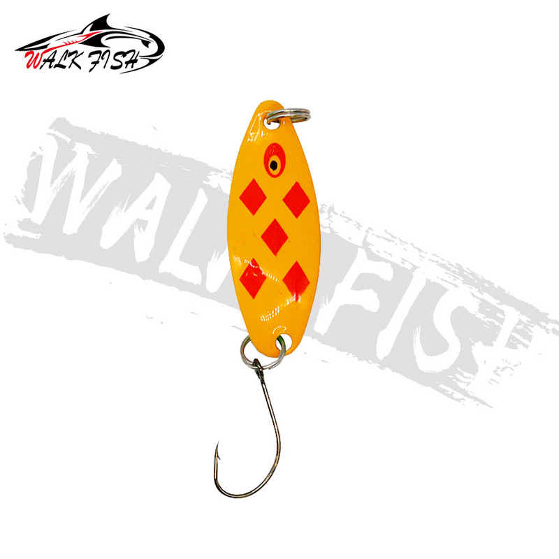 WALK FISH 3,4 cm 3,5 g fém pergető kanalas pisztráng horgász csali kemény csali flitterek zaj Paillette mesterséges csali flitterek