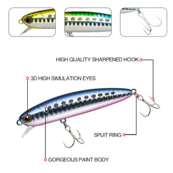 80mm 13g Sinking Minnow Fishing Lure Wobblers για πέστροφα Τεχνητό σκληρό δόλωμα Άγκιστρα Pesca Πλαστικά αξεσουάρ 3D αξεσουάρ μαγιό