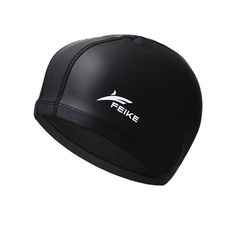 Mehed Naised Täiskasvanud elastne veekindel PU-kangast ujumismüts Spordibasseini müts Ujumismütsid Pikad juuksed Kõrvakaitse Müts
