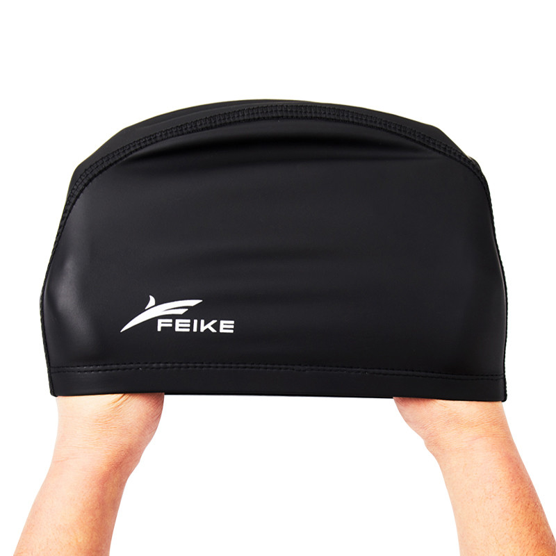 Mehed Naised Täiskasvanud elastne veekindel PU-kangast ujumismüts Spordibasseini müts Ujumismütsid Pikad juuksed Kõrvakaitse Müts