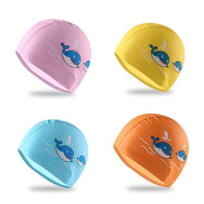 1-10 години анимационни животни детски шапки за плуване Еластични еластични момчета момичета шапка за плуване дълга коса водоустойчива шапка за басейн