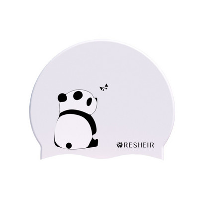 Silikoonist ujumismütsi basseinivarustus elastsed panda mustriga ujumismütsid libisemisvastased kõrvakaitsed ujumismütsid