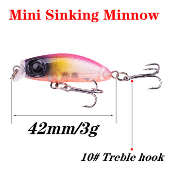 1 τεμ Mini Sinking Wobbler Minnow Fishing Lure 4cm 3g Τεχνητό Πλαστικό Σκληρό Δόλωμα για Πέστροφα Bass Pike Crankbaits Είδη ψαρέματος