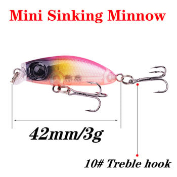 1 τεμ Mini Sinking Wobbler Minnow Fishing Lure 4cm 3g Τεχνητό Πλαστικό Σκληρό Δόλωμα για Πέστροφα Bass Pike Crankbaits Είδη ψαρέματος