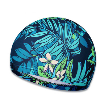 1 ΤΕΜ. Καπέλο κολύμβησης υψηλής ελαστικότητας ανδρικό γυναικείο ελεύθερο μέγεθος συμπαγή λουλούδια με στάμπα μακριά μαλλιά Αθλητικό καπέλο πισίνας Nylon Turban