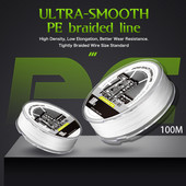 ZUKIBO lāzera nano pīts makšķerauklas balts daudzpavedienu PE gluds plāns, īpaši mīksts, spēcīgs makšķerēšanas aukla, noturīga pret nodilumu