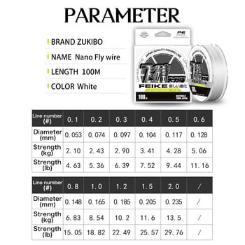 ZUKIBO Laser Nano Braided Fishing Line White Multifilament PE Smooth Thin Super Soft Strong Fishing Line Antibite Wear Resistant