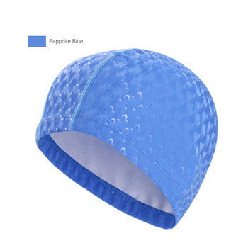 Устойчиви шапки за плувни шапки за плуване PVC водоустойчиви шапки за водни спортове Плътен цвят Свободен размер Висококачествени дамски охлаждащи шапки за гмуркане