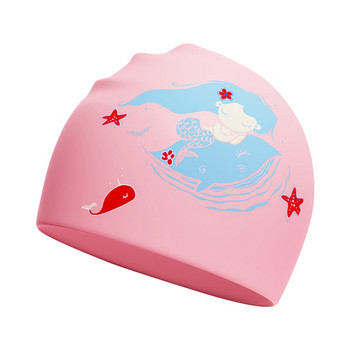 Водоустойчива силиконова шапка за плуване Момчета Момичета Покривало за дълга коса Професионално обучение Плаж Гмуркане Сърф Шапки Анимационен модел