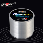 FTK 120m Fishing Line 7.15LB-45LB 0.2mm-0.6mm Soft Fluorocarbon Coating Process Treatment Coating Molecules Nylon Surface Carbon