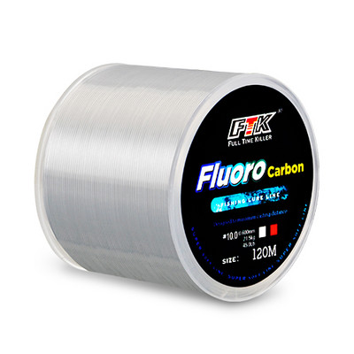 FTK 120m Fishing Line 7.15LB-45LB 0.2mm-0.6mm Soft Fluorocarbon Coating Process Treatment Coating Molecules Nylon Surface Carbon